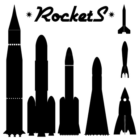 Set of silhouettes of rocketsのイラスト素材