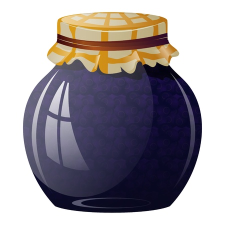 Glass jar with blueberry jamのイラスト素材