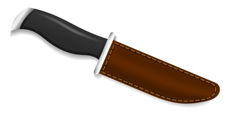 Hunting knife in a brown cover on a white backgroundのイラスト素材