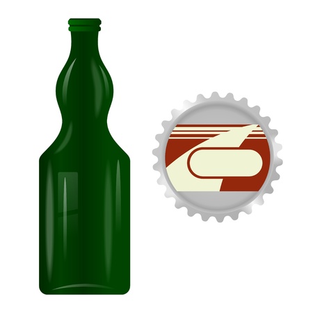 Green glass bottle with a metal cap on a white backgroundのイラスト素材