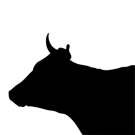 Black silhouette of the head of a cowのイラスト素材