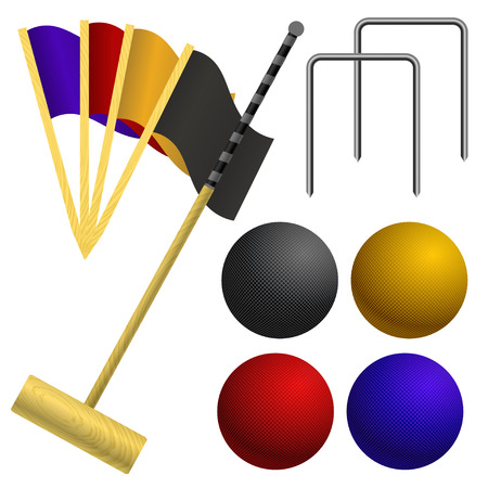 Set of objects for a game of croquetのイラスト素材