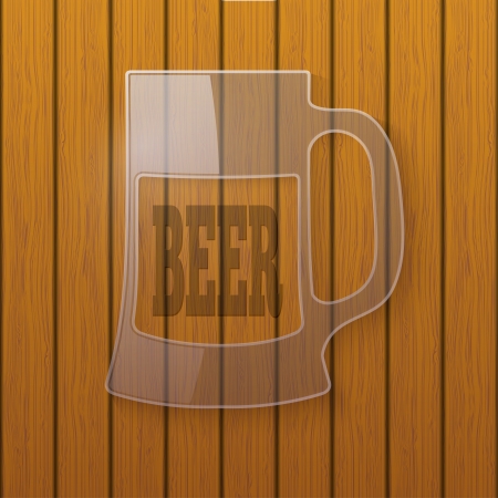 Glass plate in the form of a beer mug on a wooden wallのイラスト素材