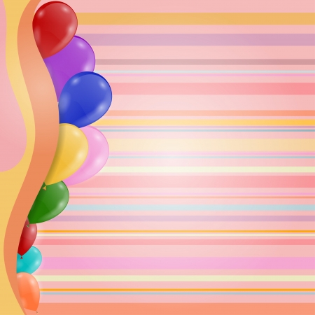 Striped retro background - birthday invitation - with balloonsのイラスト素材
