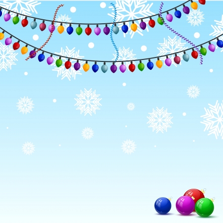 Christmas background with snowflakes and colorful lightsのイラスト素材