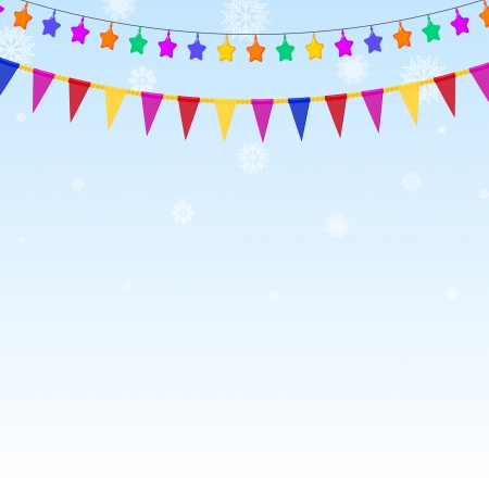 Garland of colored stars and flags - decoration for the New Yearのイラスト素材