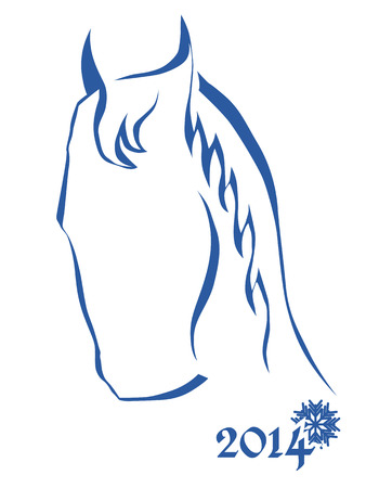 Sign of New Year - Blue horse head.のイラスト素材