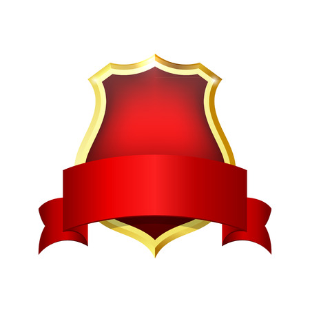 Golden red shield with a red ribbon for your textのイラスト素材