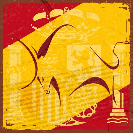 Spanish colors with the emblem and the silhouette of a bullのイラスト素材