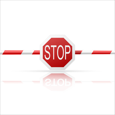 Barrier with a "Stop" on a white backgroundのイラスト素材