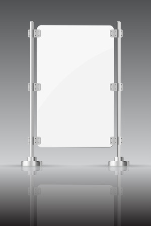  Glass screen with metal racks on a dark background with reflectionのイラスト素材