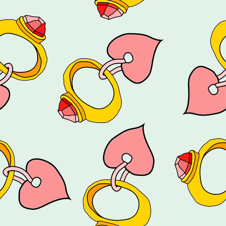 Seamless texture with hearts and ringsのイラスト素材