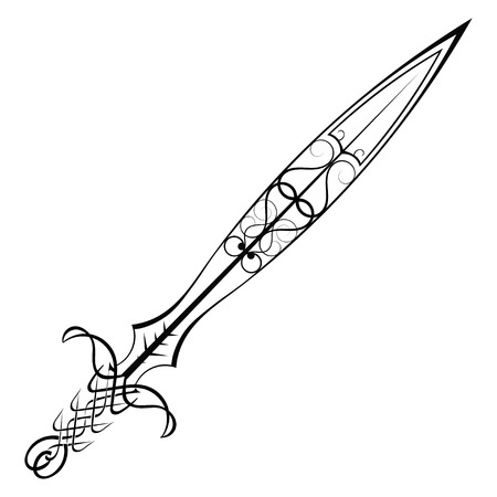 Silhouette of a black sword on a white backgroundのイラスト素材