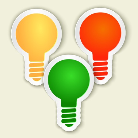 Three color bulb. Paper Cuttings. Design elements.のイラスト素材