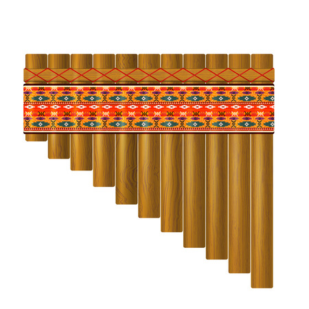 Realistic portrayal of the pan flute with traditional Indian patternのイラスト素材