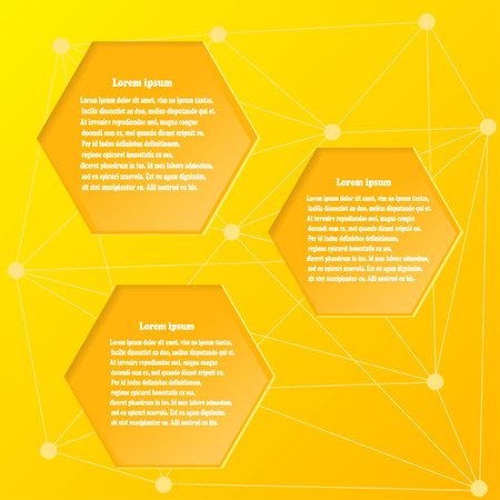 Abstract yellow background with design elements honeycombs. Vector illustrationのイラスト素材