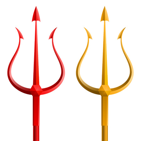 Red and gold trident on a white backgroundのイラスト素材
