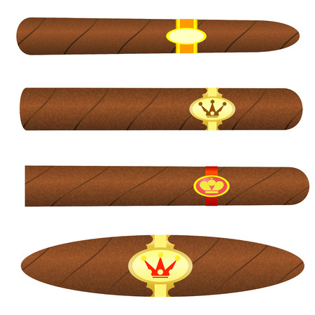 Set kubinskiyh cigars on white background. Vector illustrationのイラスト素材