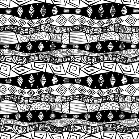 Black and white Tribal seamless pattern のイラスト素材