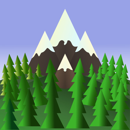 Landscape with pine trees and mountains. Stock Vectorのイラスト素材