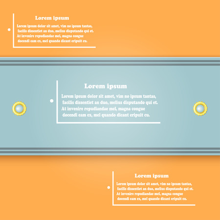 Orange abstract background with a gray stripe and rivets. Sample for infographics. Vector illustrationのイラスト素材