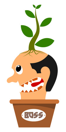 Abstract image of the head boss in a flowerpot. Vector illustrationのイラスト素材