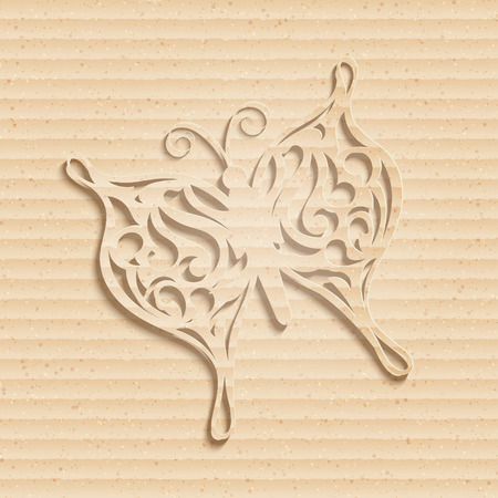 Abstract paper butterfly on cardboard backgroundのイラスト素材