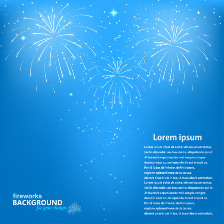 Celebratory fireworks on a blue backgroundのイラスト素材