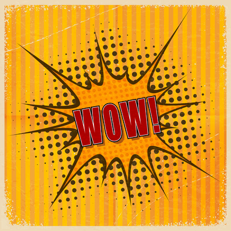 Cartoon Wow on an old-fashioned yellow background. のイラスト素材