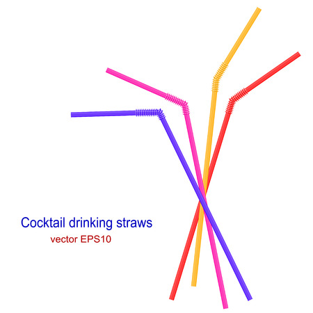 Set of bright cocktail straws isolated on white background. のイラスト素材