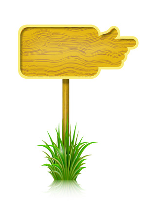 Wooden board in the shape of a hand and grass isolated on white background. のイラスト素材