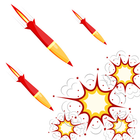 Set of military rockets red isolated on white background. のイラスト素材