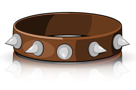Collar brown with white spikes isolated on a white background. のイラスト素材