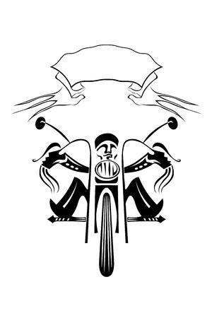 Black silhouette of a biker on a motorcycle on a white background. Vector illustration.のイラスト素材