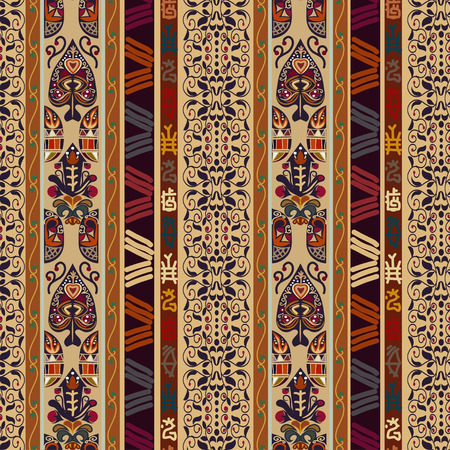 Seamless ethnic pattern with abstract flowers fantastic. Decor for your design. Oriental styleのイラスト素材