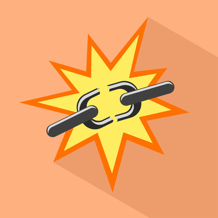 Flat button with broken chain. Vector illustration.のイラスト素材
