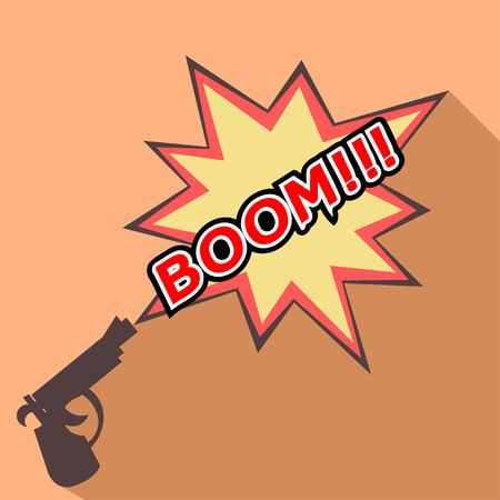 Cartoon Boom with a gun. Weapons. Vector illustration.のイラスト素材