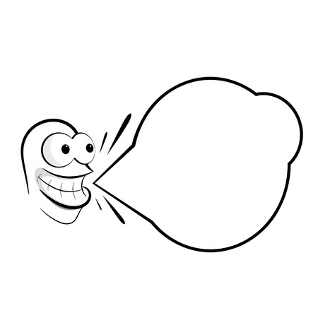 Cartoon smiling and bubble isolated on white background. Vector illustration.のイラスト素材