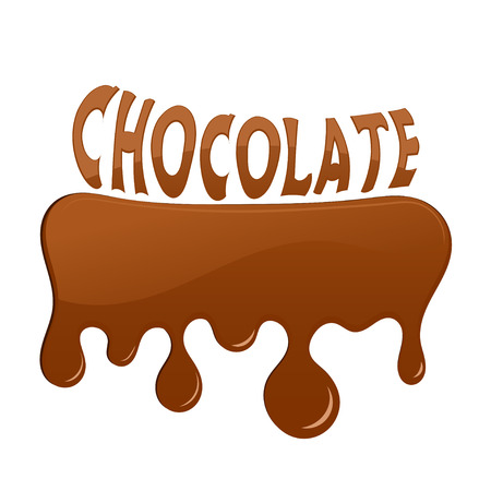 Melted chocolate with chocolate text. Vector illustrationのイラスト素材