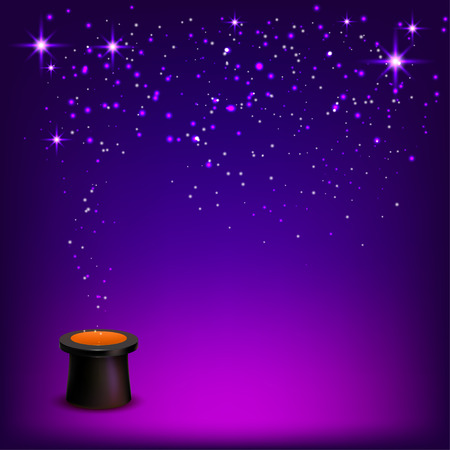 Conjurer hat with confetti on a blue background. Vector illustrationのイラスト素材