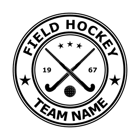 Black badge emblem design field hockey. Vector illustrationのイラスト素材