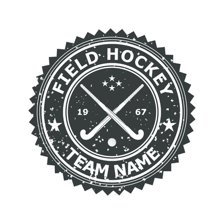 Retro Black badge emblem  for the team field hockey. Vector illustrationのイラスト素材