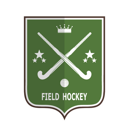 Green badge for the team field hockey on a white background . Vector illustrationのイラスト素材