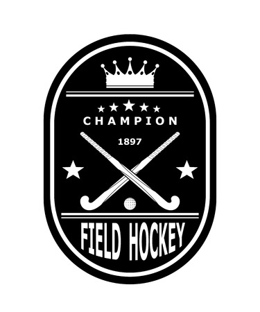 Black badge emblem for the team field hockey with crown. Vector illustrationのイラスト素材
