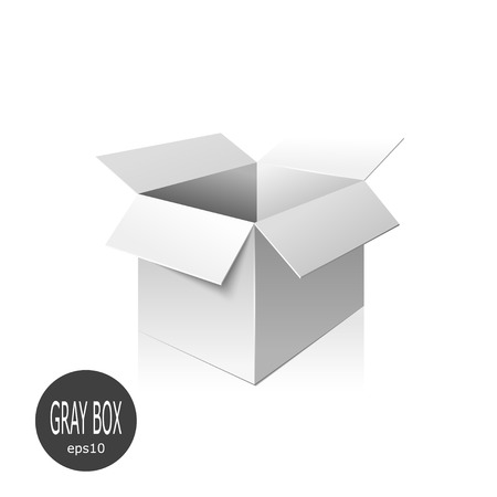 Gray cardboard box isolated on white background. Vector illustration.のイラスト素材
