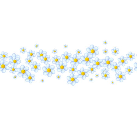 Blue flowers on a white background. Seamless floral tape. Design elements for your work. Vector illustrationのイラスト素材