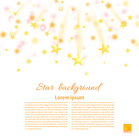 White festival background with falling gold stars, Starfall. Vector illustrationのイラスト素材