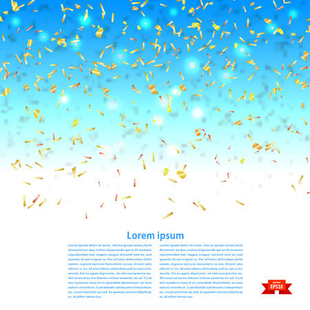 Festive banner with confetti on a blue background. Vector illustration.のイラスト素材