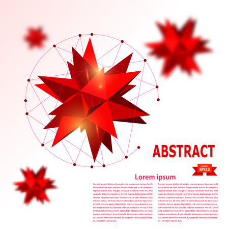 Abstract red geometric background with red stars. Elements for your design. Vector illustrationのイラスト素材