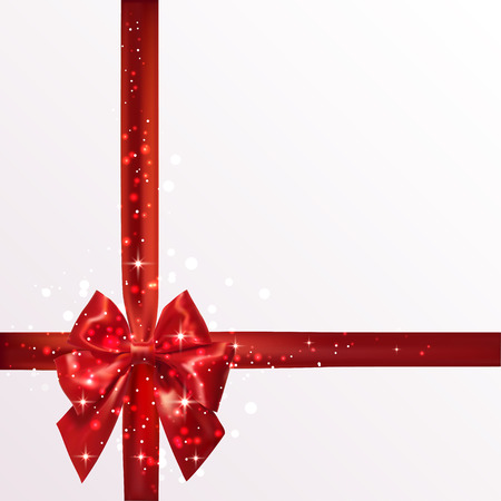 Red silk bow with ribbons and stars.のイラスト素材